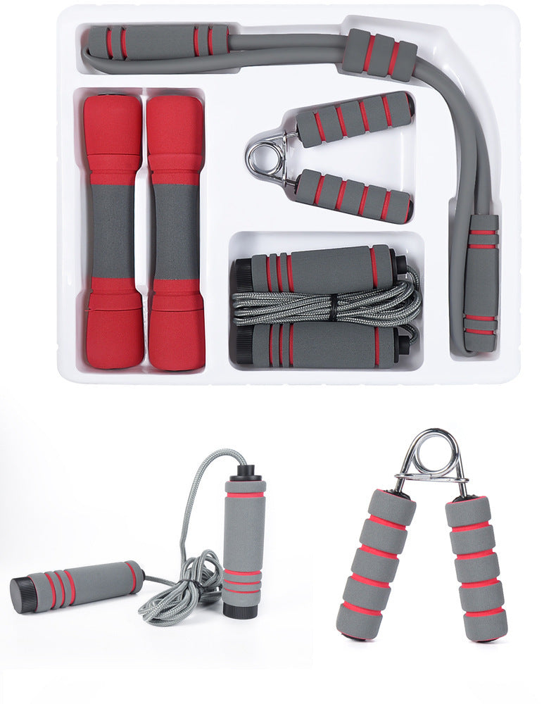 Women's Fitness Equipment Set – Skipping Rope, Spring Grip, Chest Expander, Dumbbell