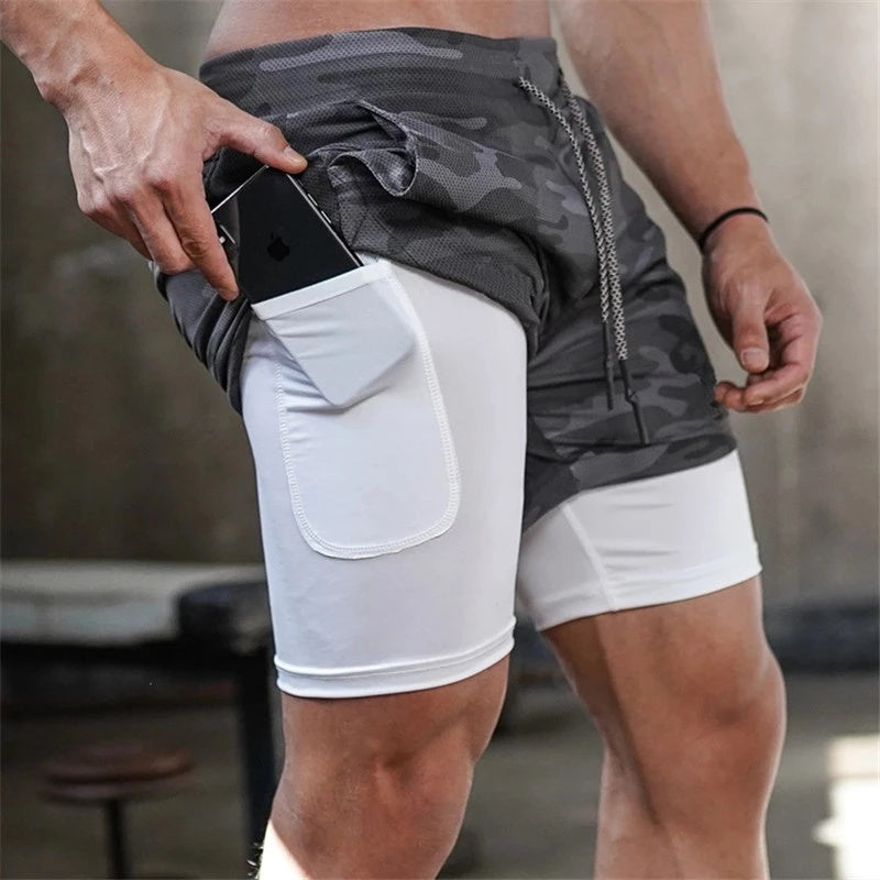 Men's 2-in-1 Running Fitness Shorts