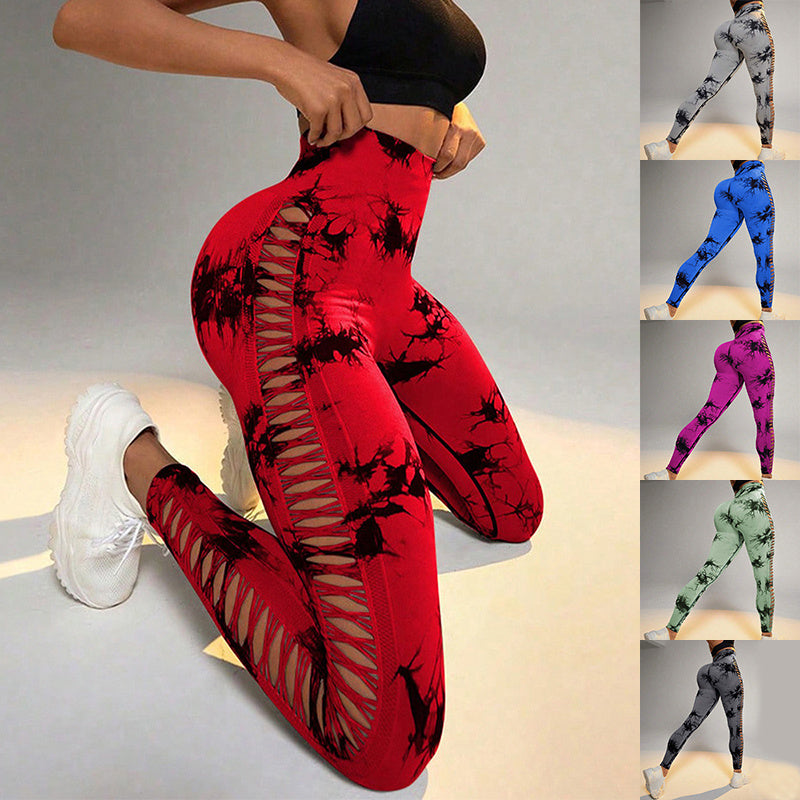 Women's Hollow Tie-Dye High-Waist Leggings