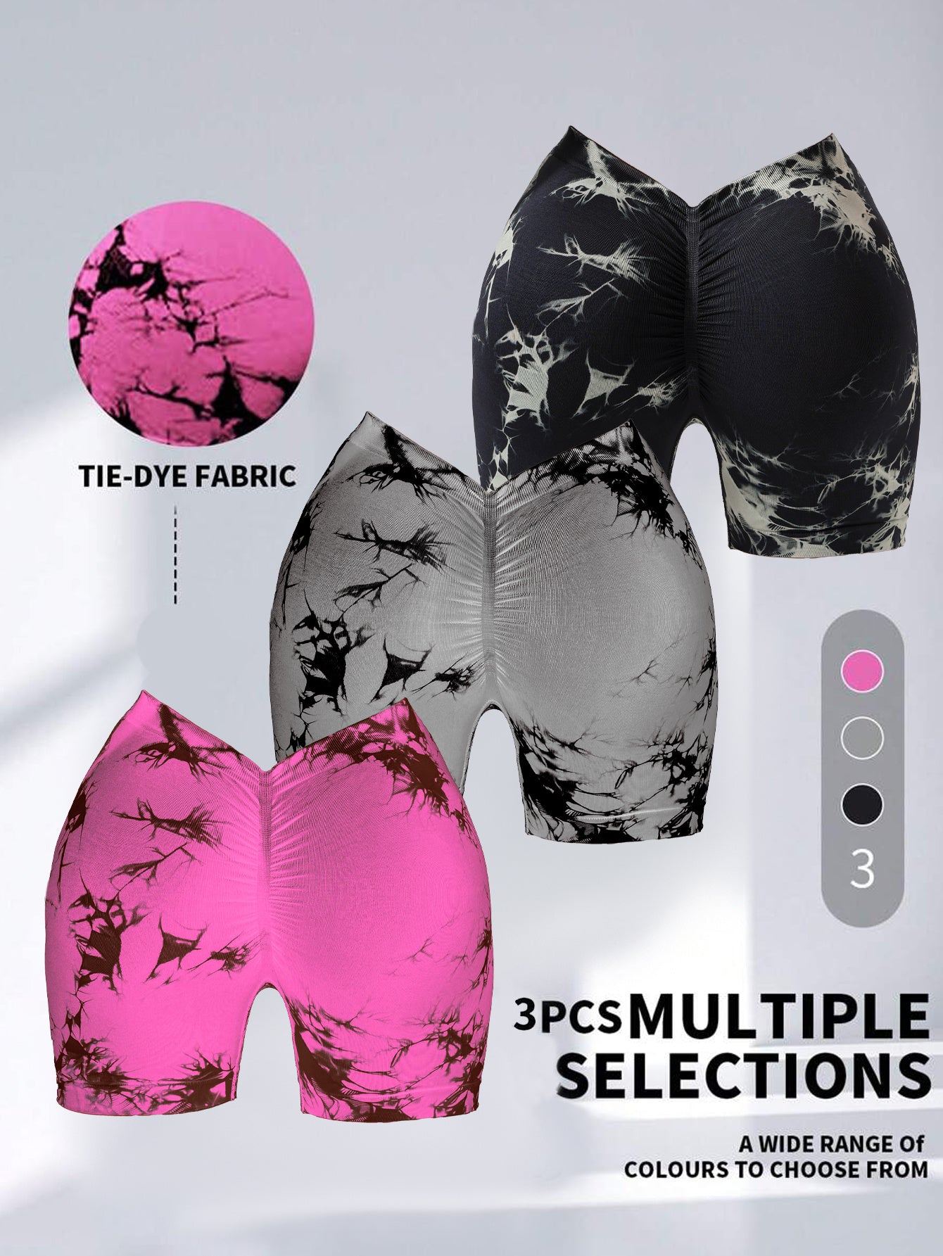Women's 3-Pack Tie Dye High-Waist Biker Shorts