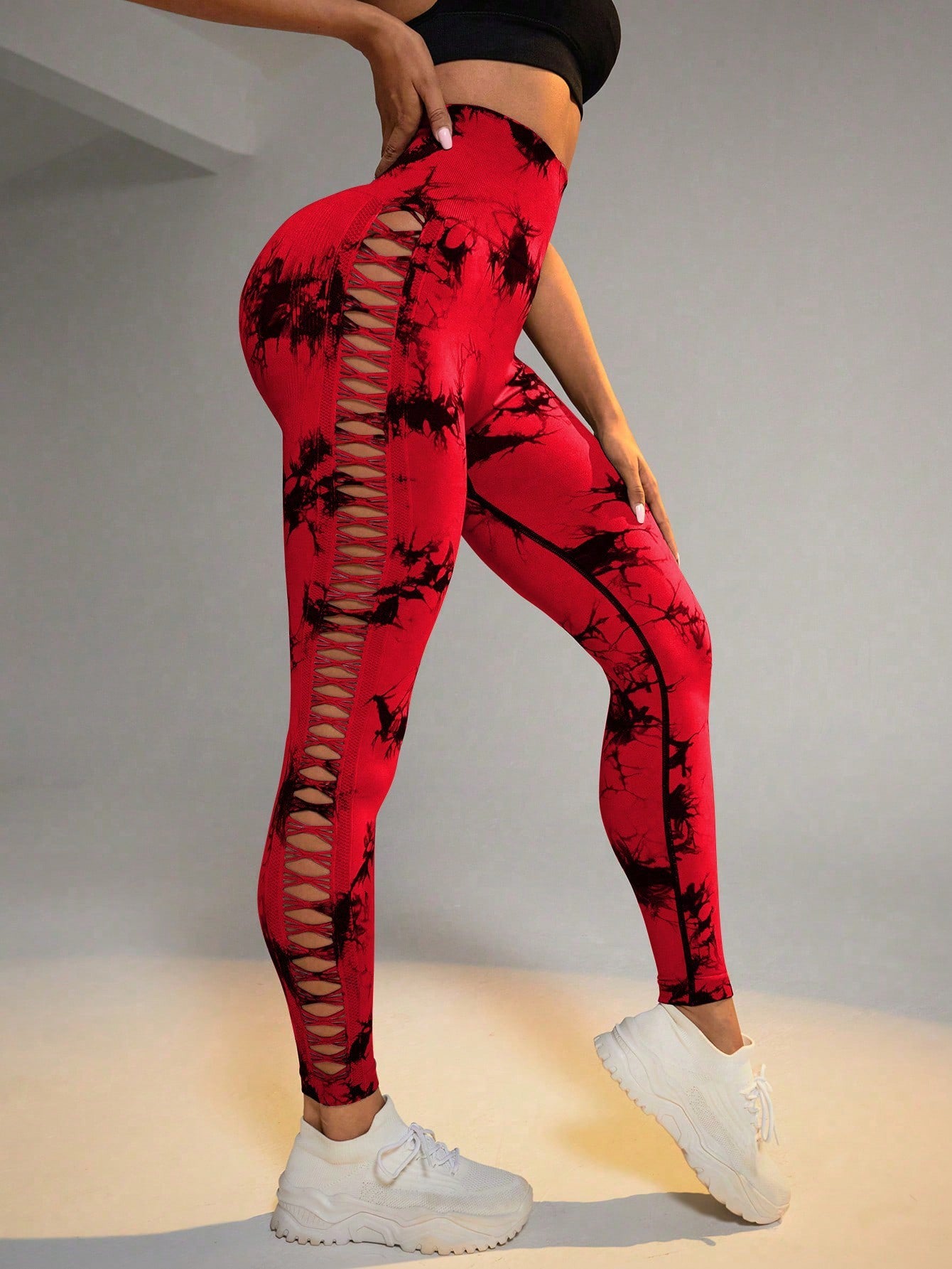 Women's Hollow Tie-Dye High-Waist Leggings