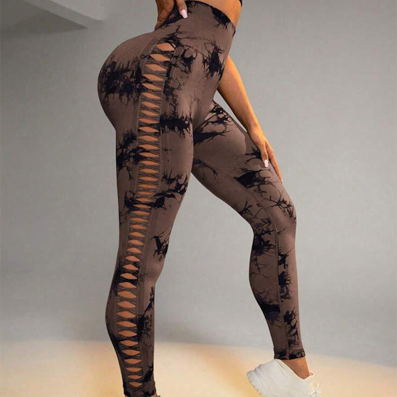 Women's Hollow Tie-Dye High-Waist Leggings