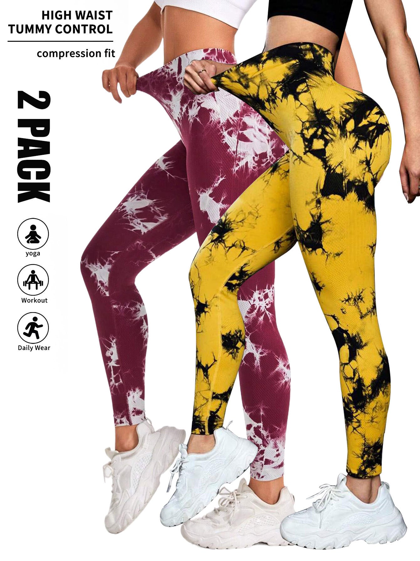 Women's 2-Pack Tie-Dye Scrunch Butt-Lifting Leggings