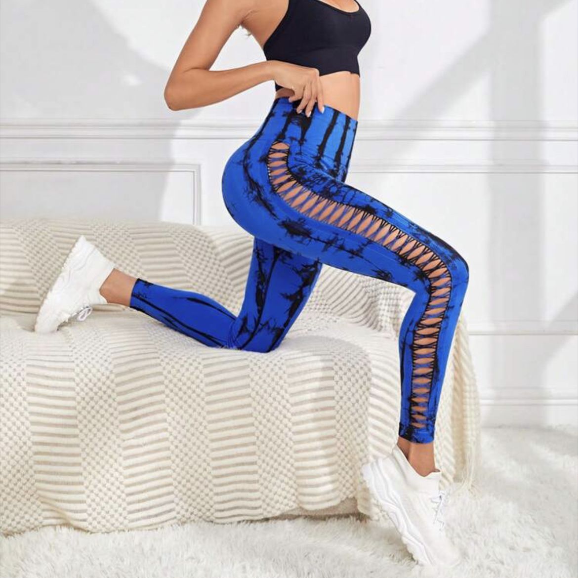 Women's Hollow Tie-Dye High-Waist Leggings