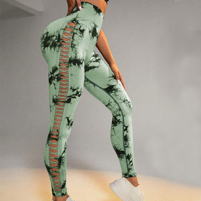 Women's Hollow Tie-Dye High-Waist Leggings