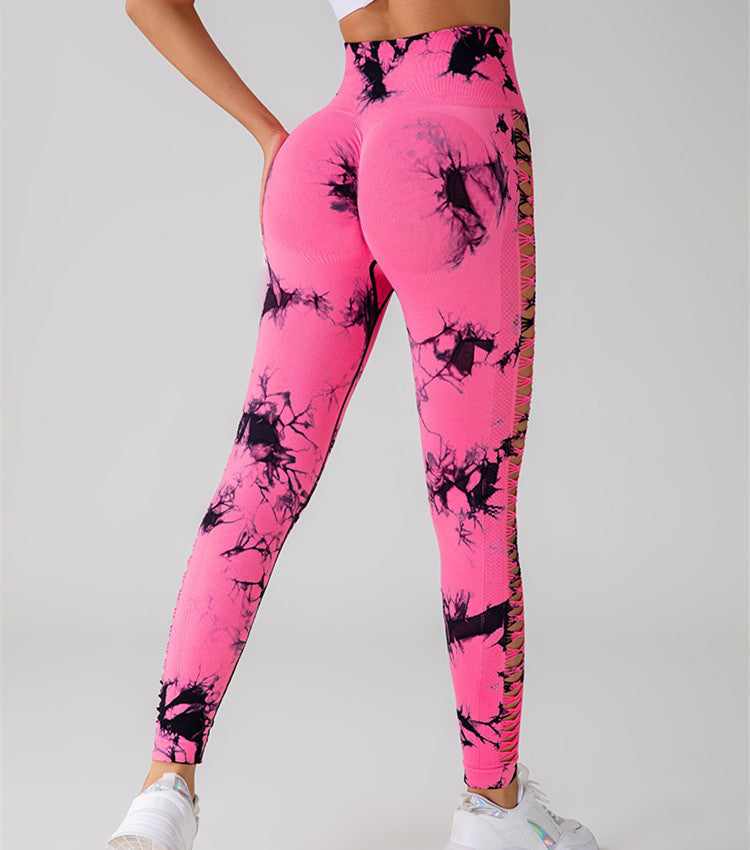 Women's Hollow Tie-Dye High-Waist Leggings