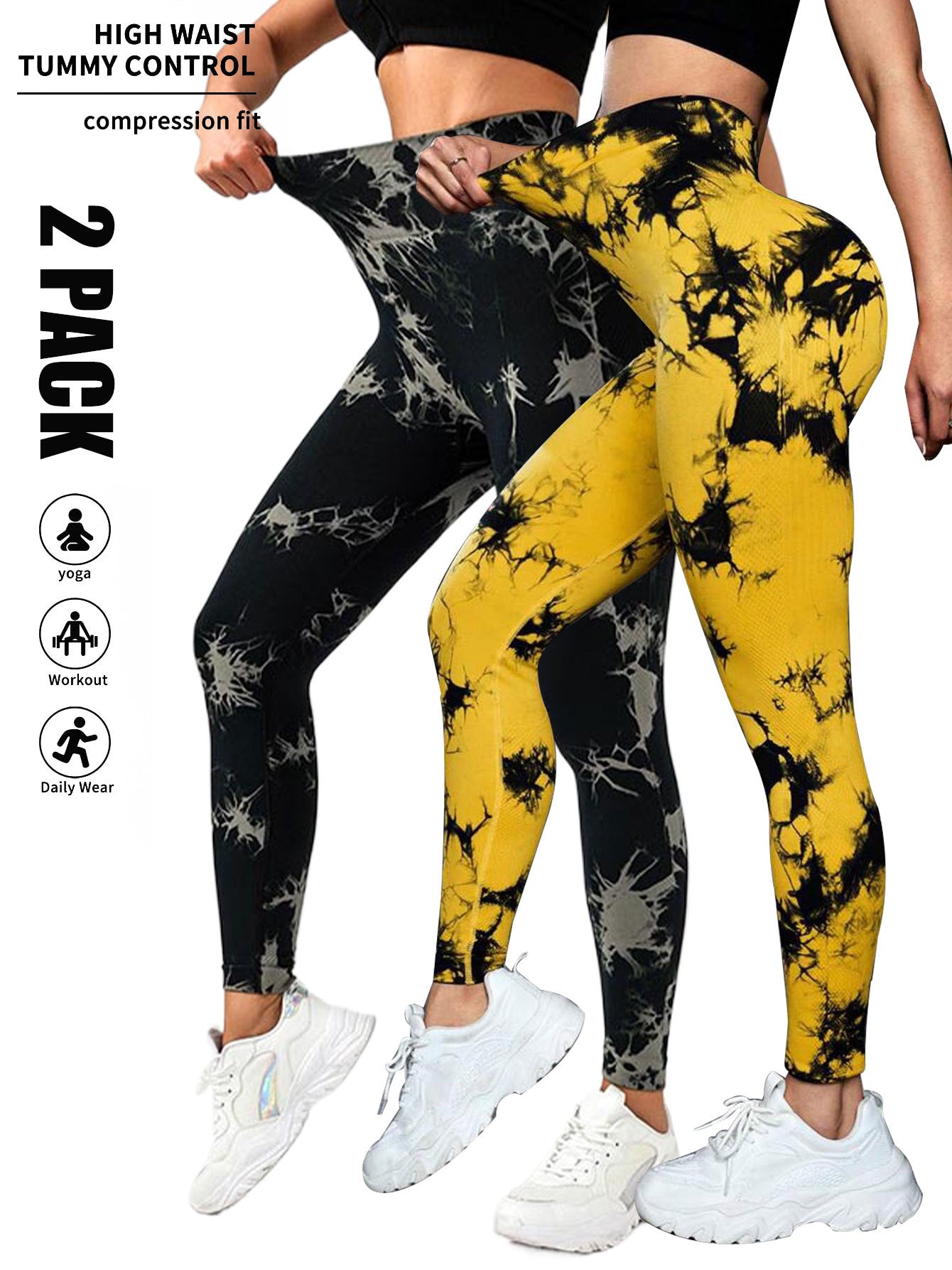 Women's 2-Pack Tie-Dye Scrunch Butt-Lifting Leggings
